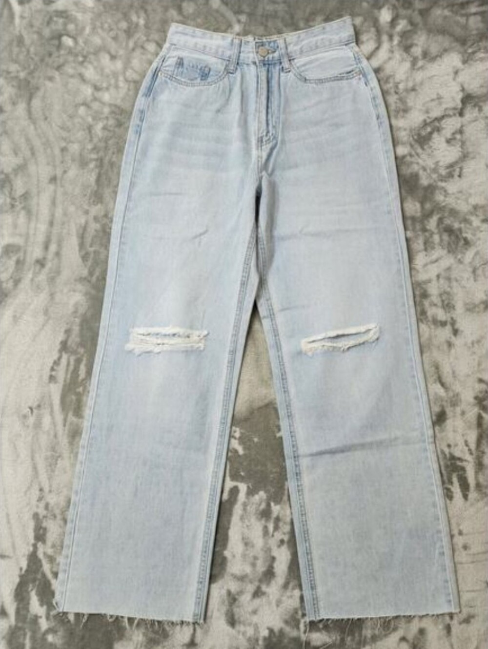 YMI Jeans Womens 5/27 Blue Light Wash Dream 90s High Rise‎ Distressed Raw Hem